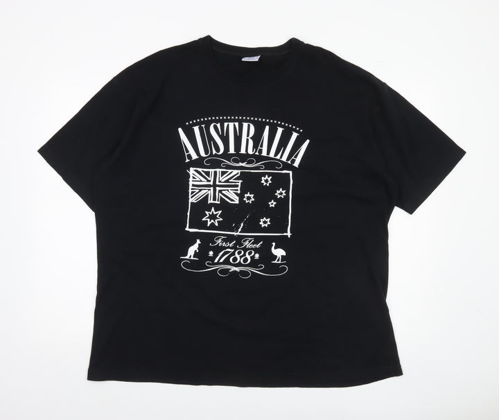 Australian Grown Men's XL Black Cotton Australia Patriotic Graphic T-Shirt
