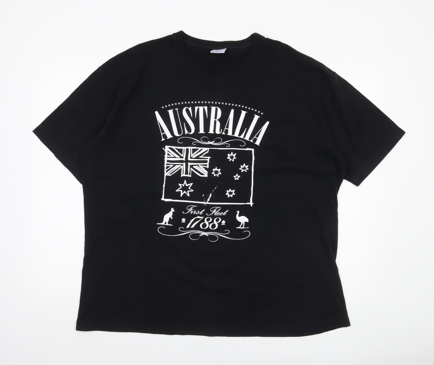Australian Grown Men's XL Black Cotton Australia Patriotic Graphic T-Shirt