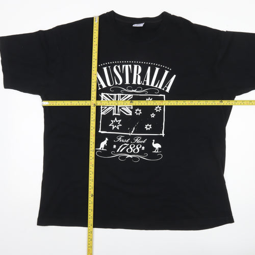 Australian Grown Men's XL Black Cotton Australia Patriotic Graphic T-Shirt