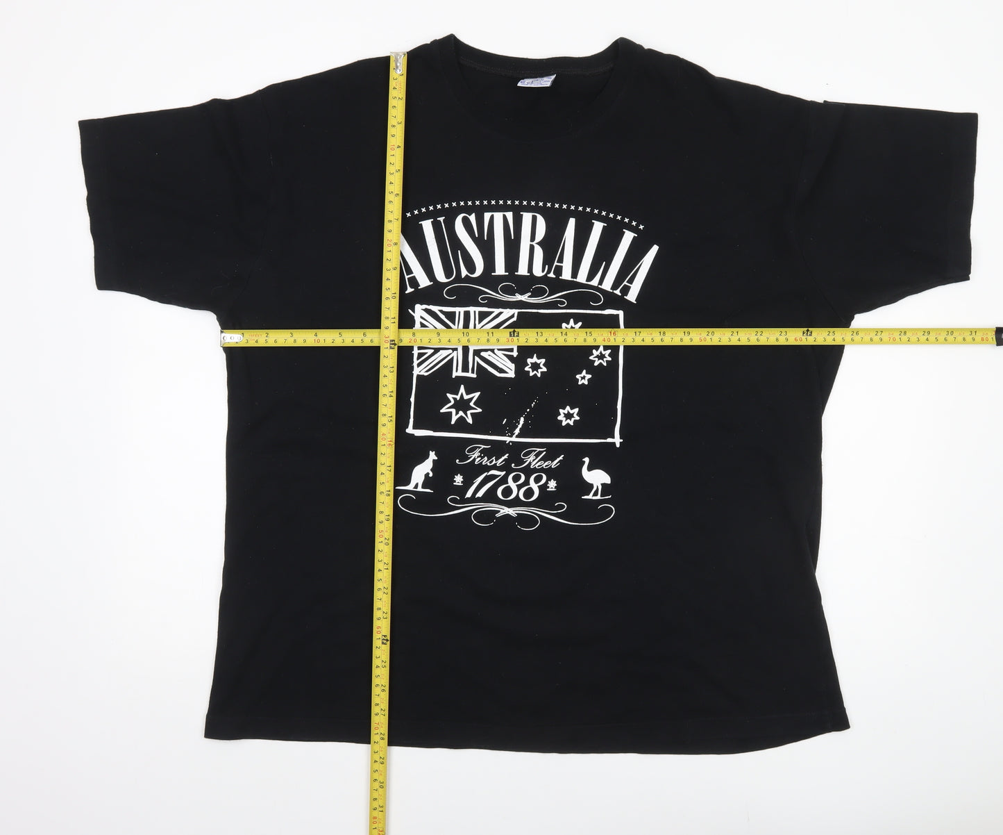 Australian Grown Men's XL Black Cotton Australia Patriotic Graphic T-Shirt