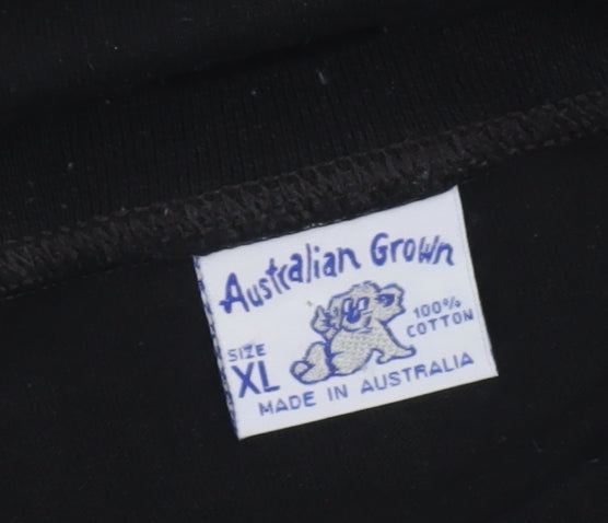 Australian Grown Men's XL Black Cotton Australia Patriotic Graphic T-Shirt