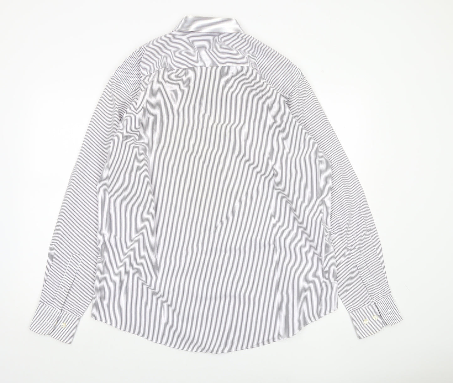 Tu Men's White Striped Formal Dress Shirt Size 17 Regular Long Sleeve