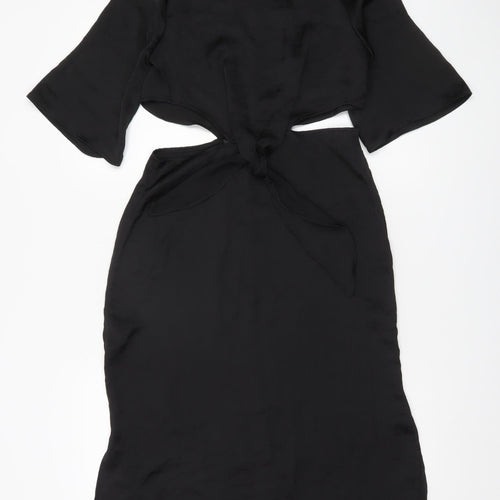 Boohoo Women’s Black Size 8 Midi Sheath Cut Out Party Dress