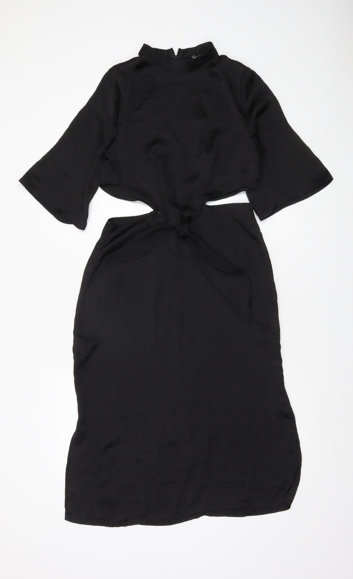 Boohoo Women’s Black Size 8 Midi Sheath Cut Out Party Dress