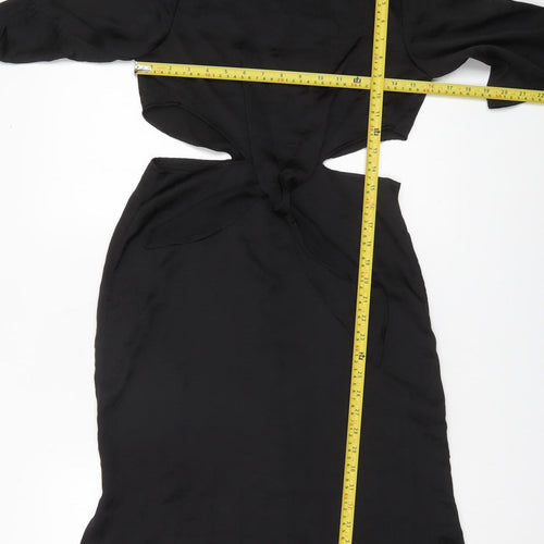 Boohoo Women’s Black Size 8 Midi Sheath Cut Out Party Dress