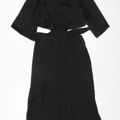 Boohoo Women’s Black Size 8 Midi Sheath Cut Out Party Dress