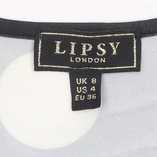Lipsy Women Black White Polka Dot Wrap Blouse UK 8