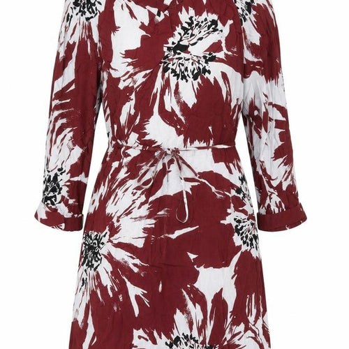 Monsoon Women Red Floral Shirt Dress Small Viscose Belted Casual