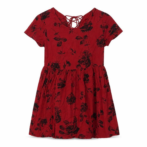 Pins and Needles Women’s Red Floral Skater Dress Size M Short Sleeve