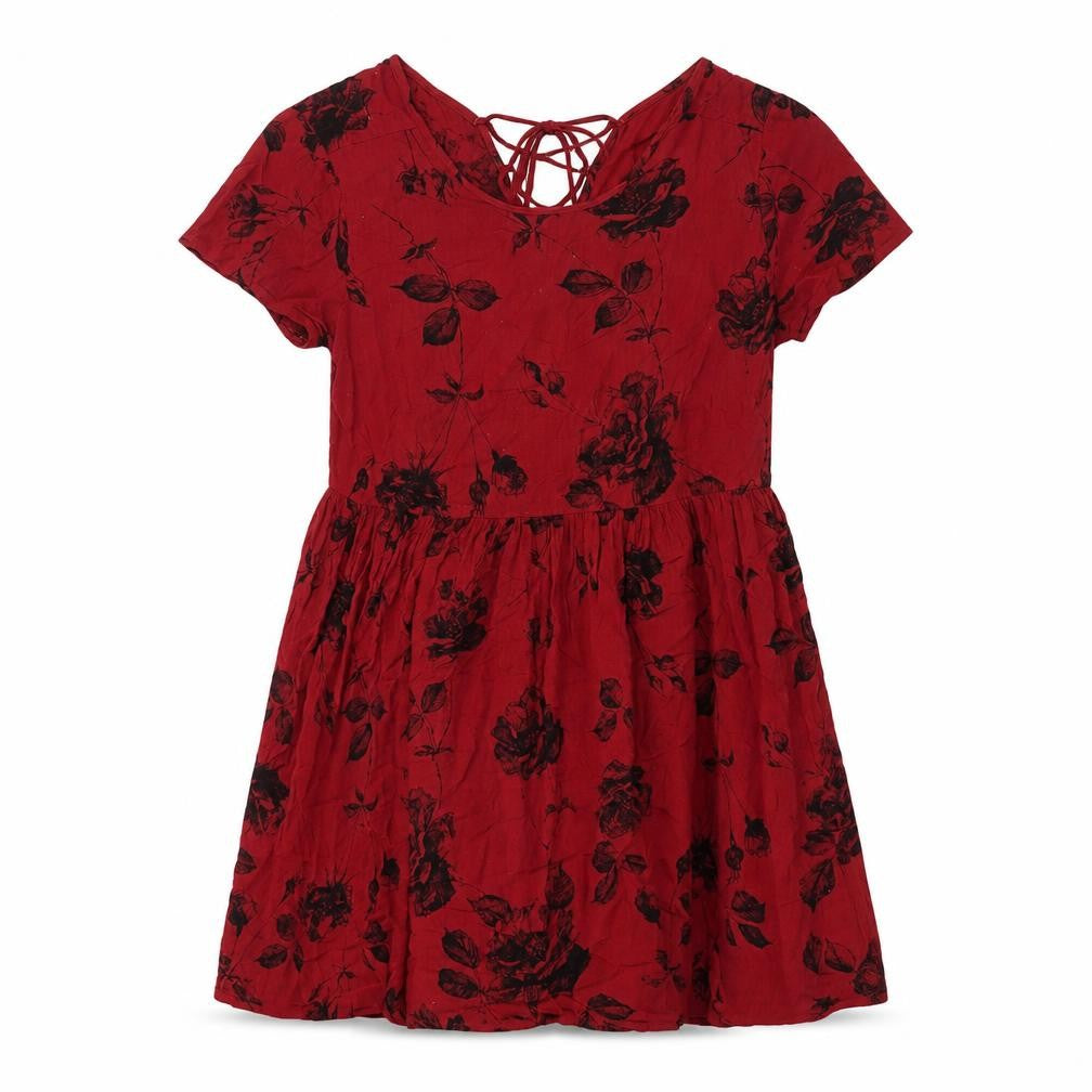 Pins and Needles Women’s Red Floral Skater Dress Size M Short Sleeve