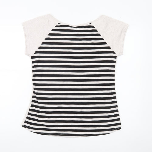 Blind Date Women’s Beige Stripe Dog Print Casual T-Shirt L