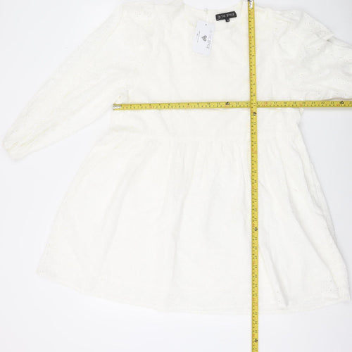 In The Style Womens White Cotton A-Line Dress Size 14