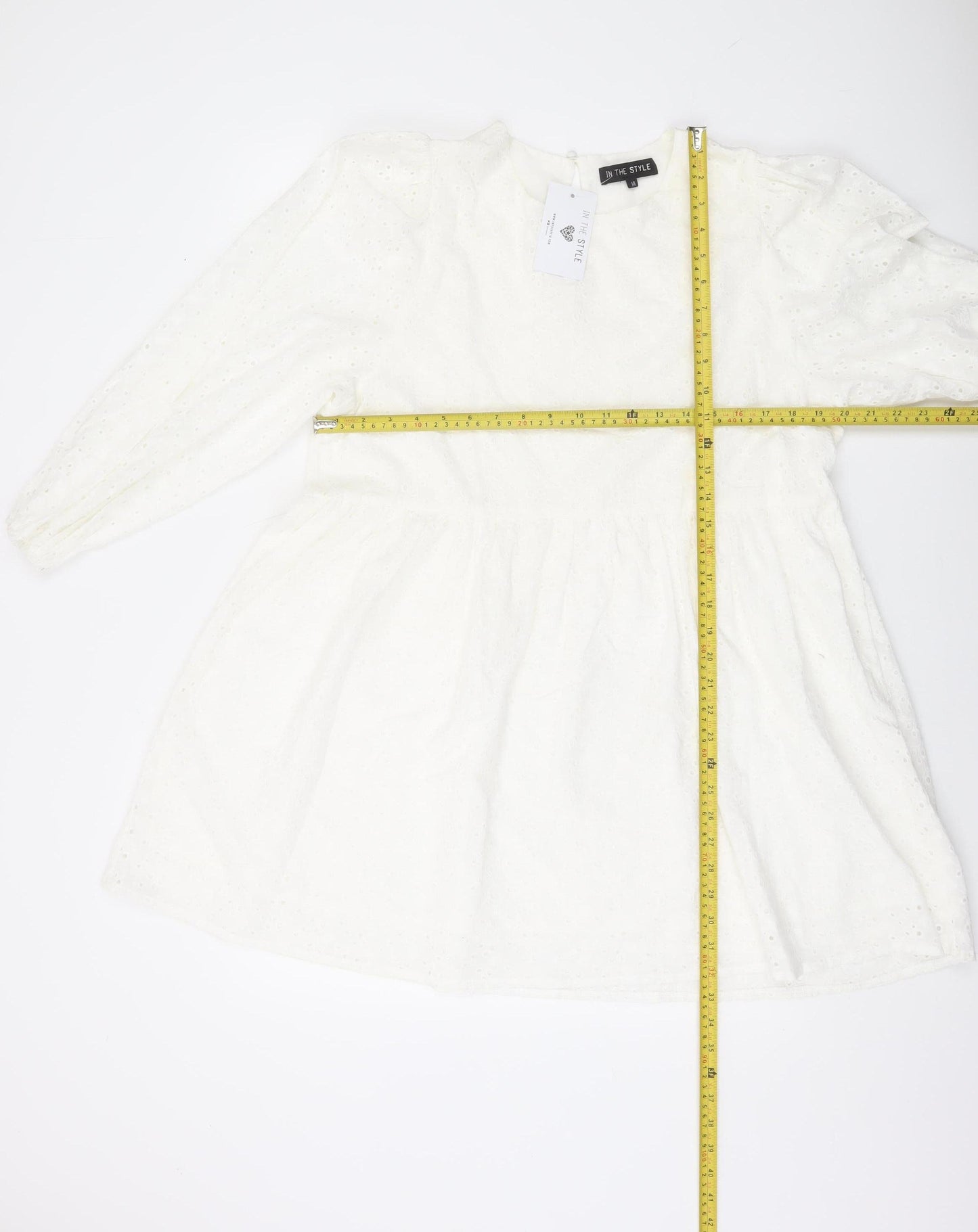 In The Style Womens White Cotton A-Line Dress Size 14