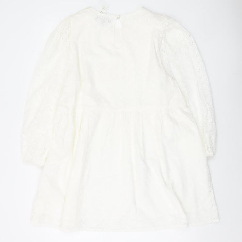 In The Style Womens White Cotton A-Line Dress Size 14