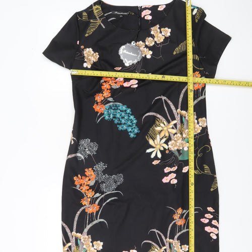 Tricotonic Women Black Floral Sheath Dress 3XL Short Sleeve Knee Length