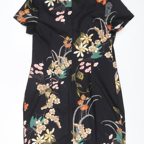 Tricotonic Women Black Floral Sheath Dress 3XL Short Sleeve Knee Length