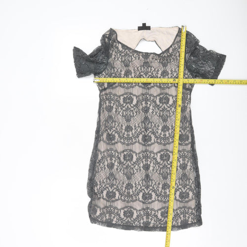 Topshop Women’s Grey Lace Sheath Short Sleeve Dress UK 8