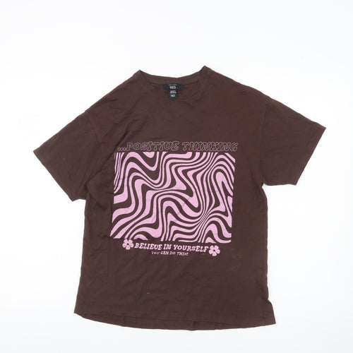 New Look Girls Brown Graphic T-Shirt Age 10-11 Years Positive Thinking