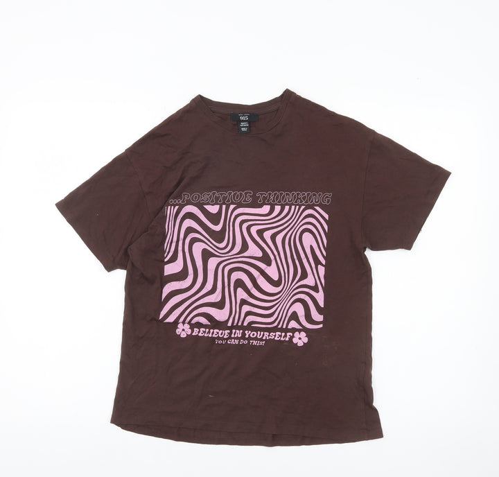 New Look Girls Brown Graphic T-Shirt Age 10-11 Years Positive Thinking