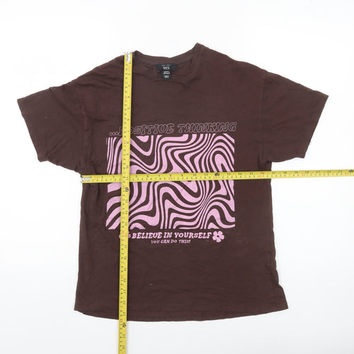 New Look Girls Brown Graphic T-Shirt Age 10-11 Years Positive Thinking