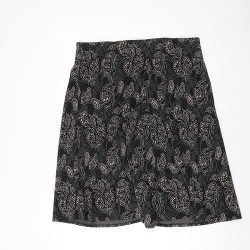 Bm Women’s Black Floral A-Line Knit Skirt Size 18 Knee Length