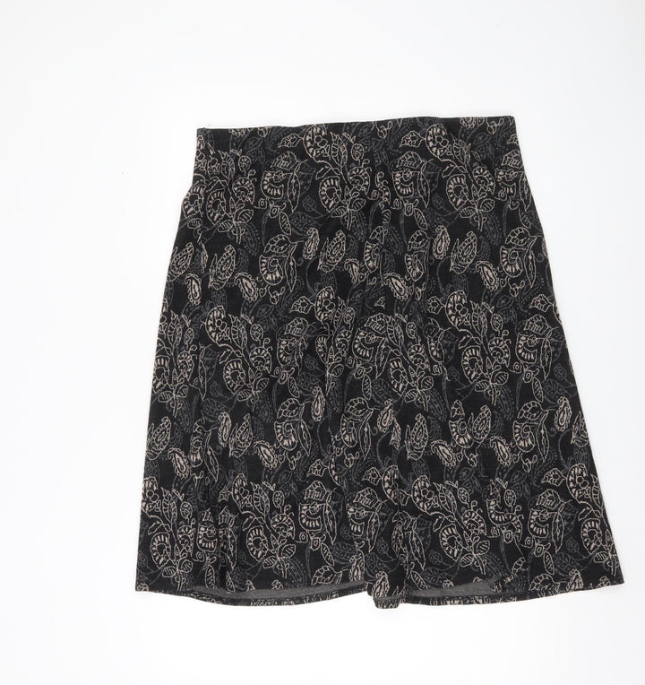 Bm Women’s Black Floral A-Line Knit Skirt Size 18 Knee Length