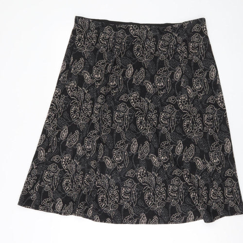 Bm Women’s Black Floral A-Line Knit Skirt Size 18 Knee Length