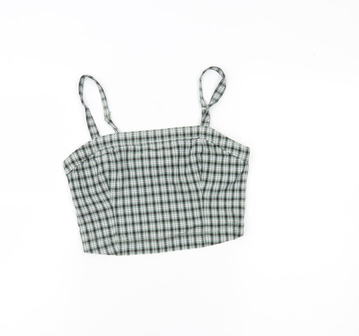 Hollister Women’s Green Check Camisole Tank Top Size S Slim Fit