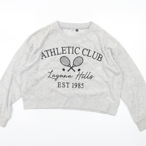 Pep&Co Women Grey Medium Pullover Sweatshirt Athletic Club Print