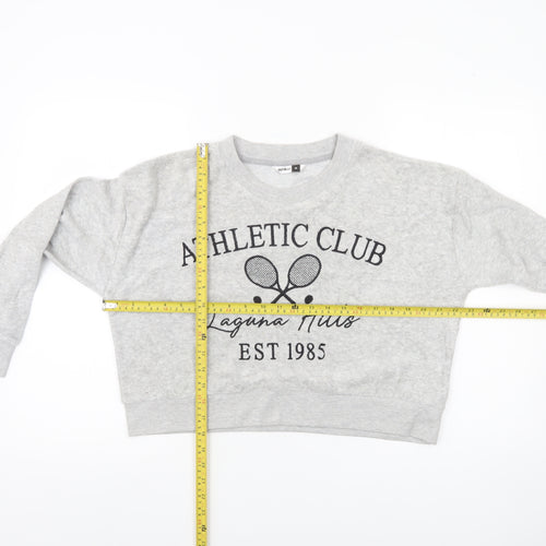 Pep&Co Women Grey Medium Pullover Sweatshirt Athletic Club Print