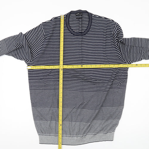 Marks & Spencer Men’s Blue XL Striped Cotton Pullover Jumper
