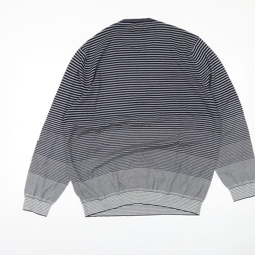 Marks & Spencer Men’s Blue XL Striped Cotton Pullover Jumper
