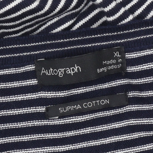 Marks & Spencer Men’s Blue XL Striped Cotton Pullover Jumper