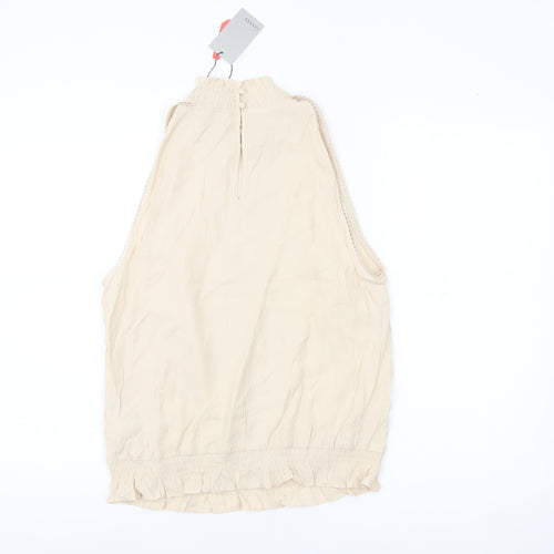 Oasis Womens Beige High Neck Sleeveless Blouse UK 14