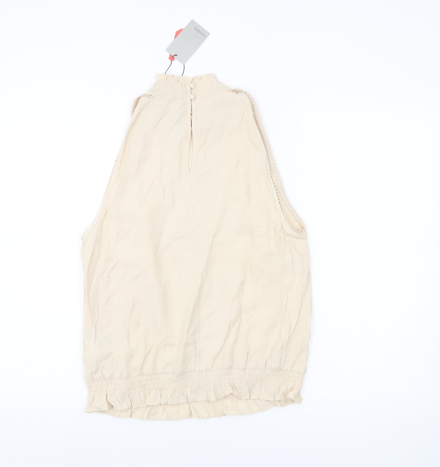 Oasis Womens Beige High Neck Sleeveless Blouse UK 14