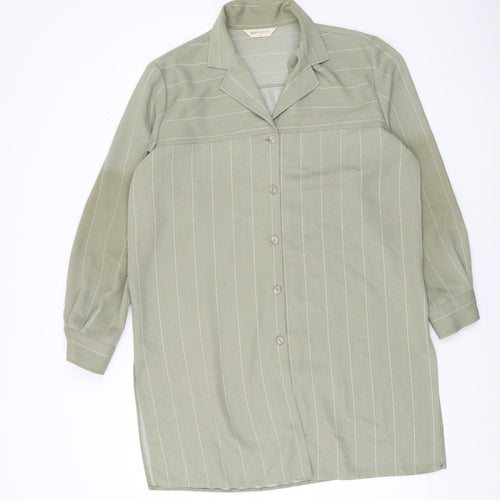 Bonmarché Women’s Green Striped Button-Up Tunic Shirt Size 16