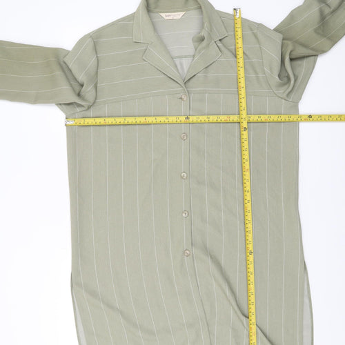Bonmarché Women’s Green Striped Button-Up Tunic Shirt Size 16
