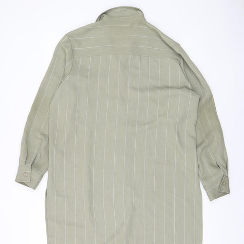 Bonmarché Women’s Green Striped Button-Up Tunic Shirt Size 16