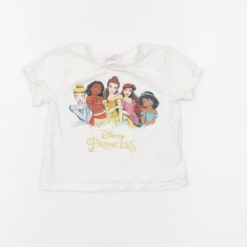 M&Co Girls Ivory Disney Princess T-Shirt 18-24 Months Short Sleeve