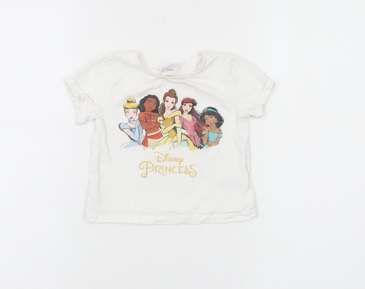 M&Co Girls Ivory Disney Princess T-Shirt 18-24 Months Short Sleeve