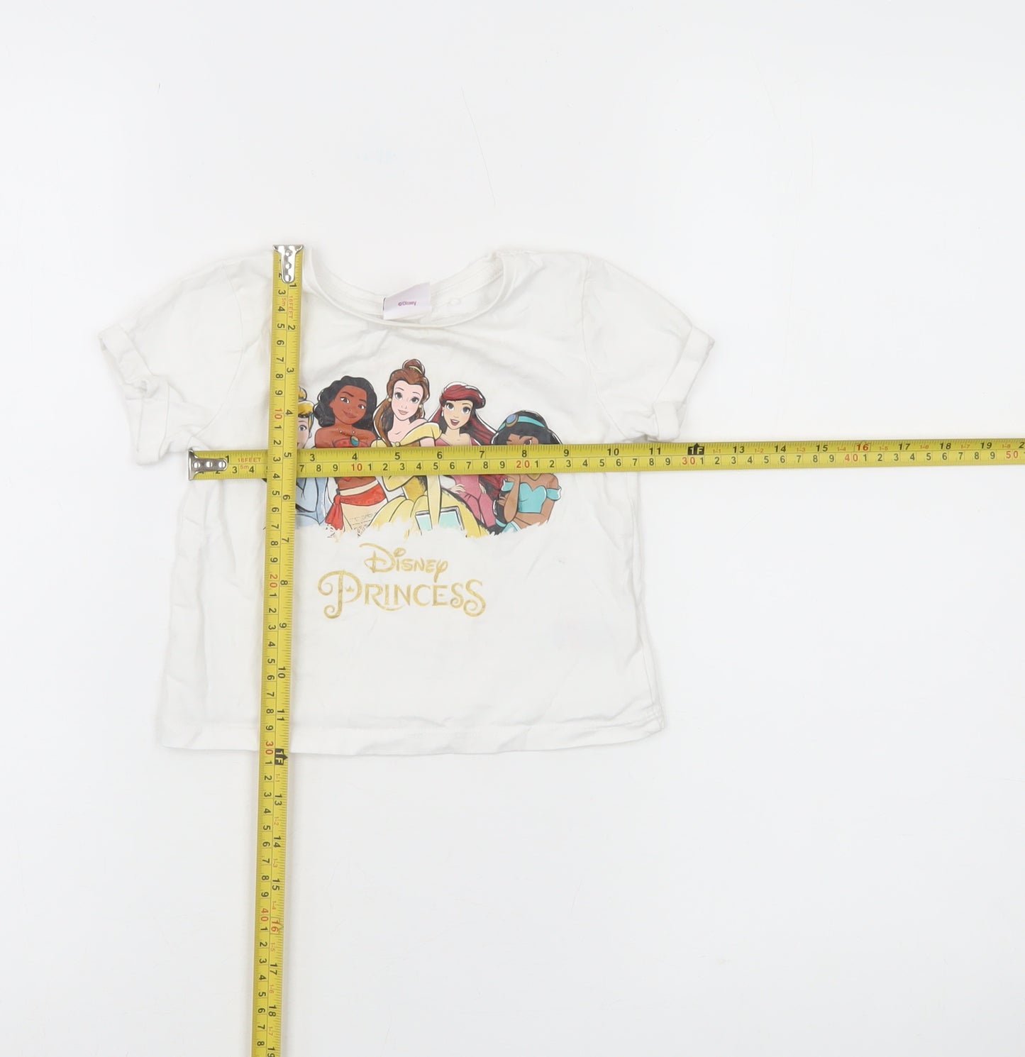 M&Co Girls Ivory Disney Princess T-Shirt 18-24 Months Short Sleeve