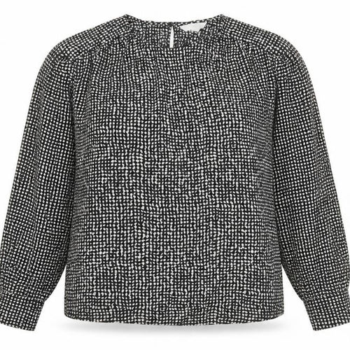 H&M Womens Black Animal Print Blouse Size M Long Sleeve Top