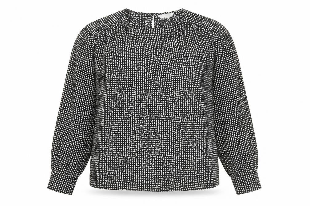 H&M Womens Black Animal Print Blouse Size M Long Sleeve Top