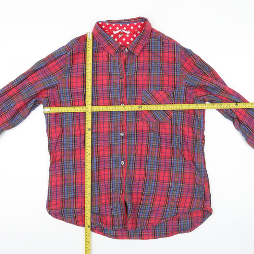 Victoria's Secret Women's Red Plaid Cotton Button-Up Shirt Size M