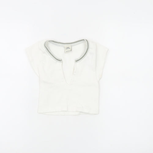 Urban Outfitters Women’s White XS Cropped Henley T-Shirt