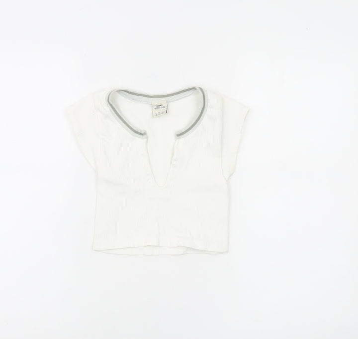 Urban Outfitters Women’s White XS Cropped Henley T-Shirt