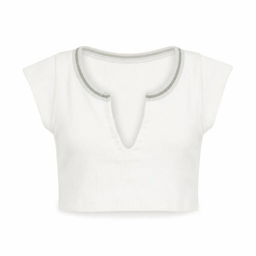 Urban Outfitters Women’s White XS Cropped Henley T-Shirt