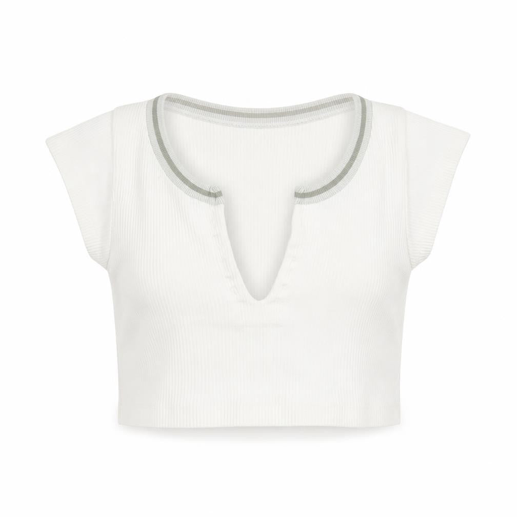 Urban Outfitters Women’s White XS Cropped Henley T-Shirt