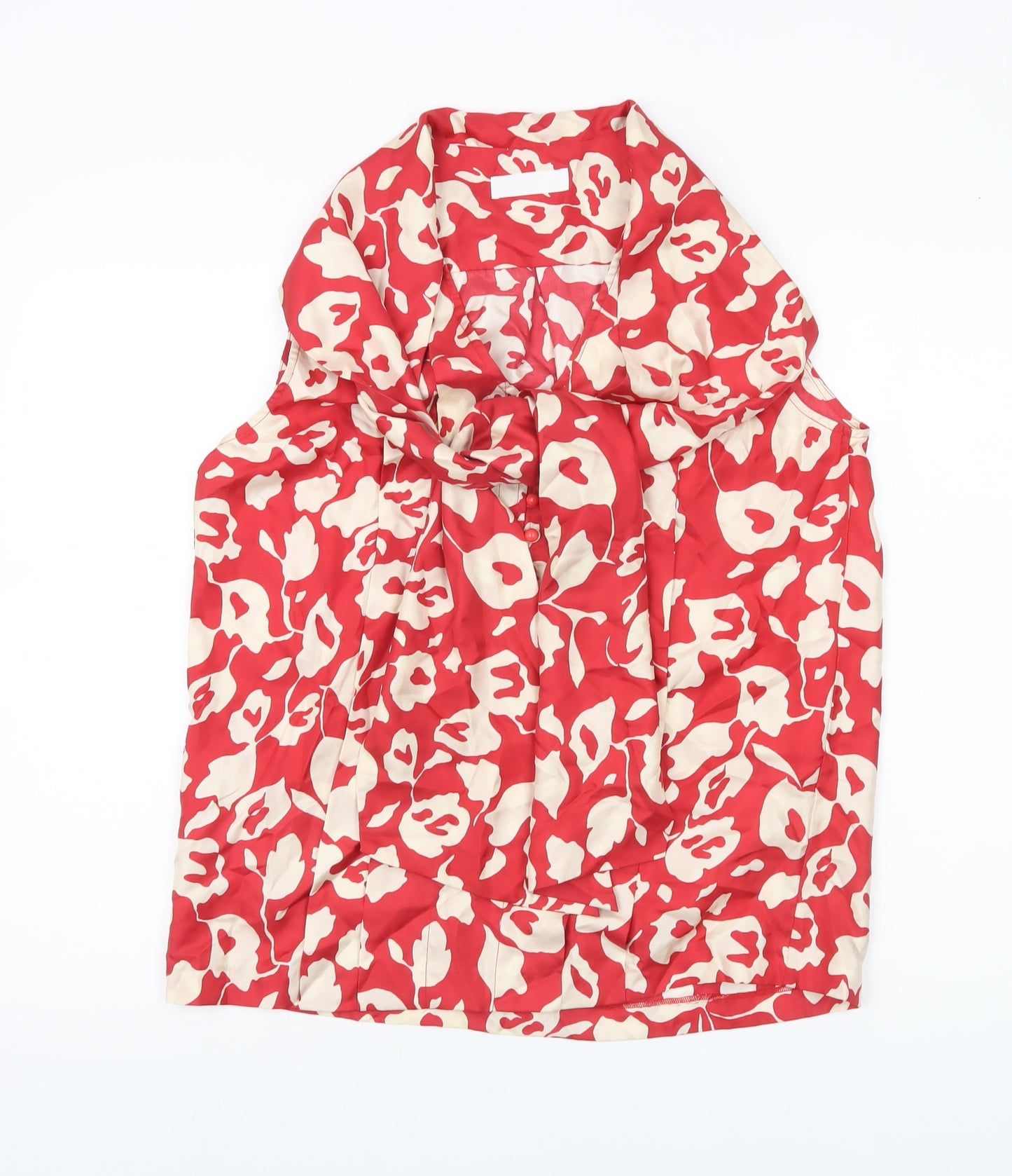 Nicole Farhi Womens Red Silk Floral Cowl Neck Blouse UK12