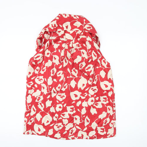 Nicole Farhi Womens Red Silk Floral Cowl Neck Blouse UK12